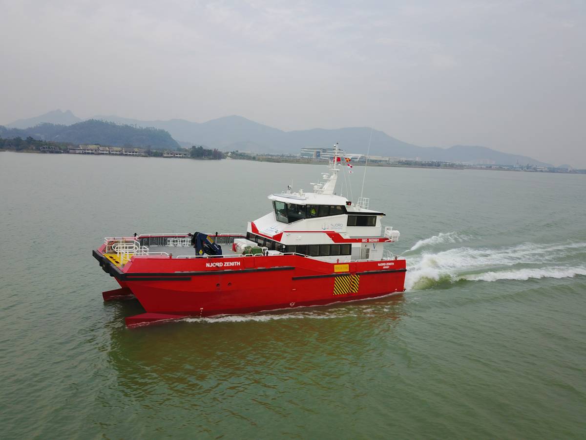 Njord Offshore社の新しい乗組員移管船が海上試運転を完了