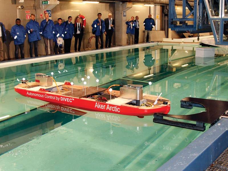 Aker Arctic的自动船测试。