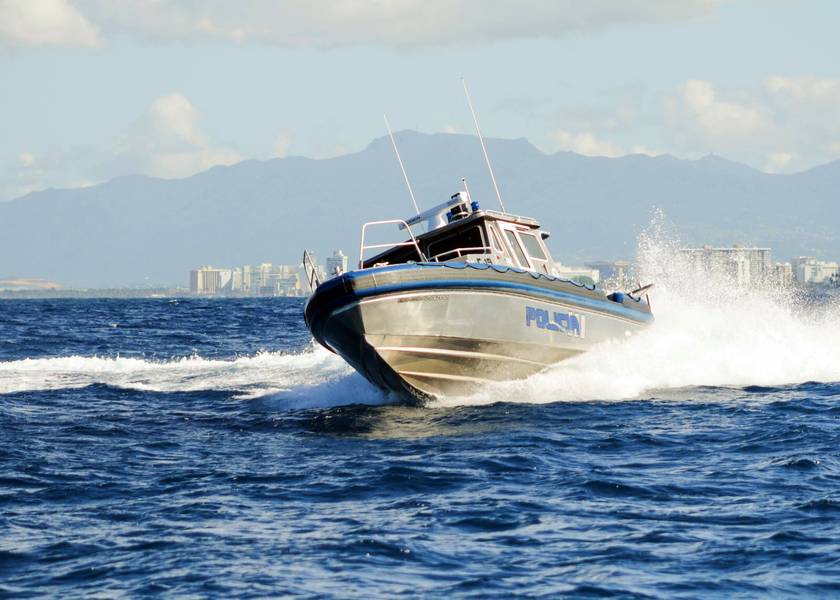 Der neue Metal Shark 35 Defiant der Puerto Rico Polizeibehörde, der vor der Küste von San Juan operiert. (PRPD Foto)