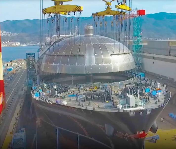 Diamond Gas Orchid υπό κατασκευή. Φωτογραφία: Mitsubishi Shipbuilding Co.