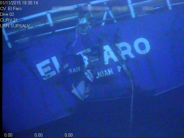 El Faro在海底的残骸（照片：NTSB）