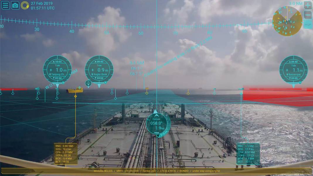 Furuno-Systeme können eine grafische virtuelle Form über AIS-Ziele wie Bojen, Boote und Schiffe legen, um bei schlechten Sichtverhältnissen Details zu deren Position bereitzustellen. Bild mit freundlicher Genehmigung von Furuno