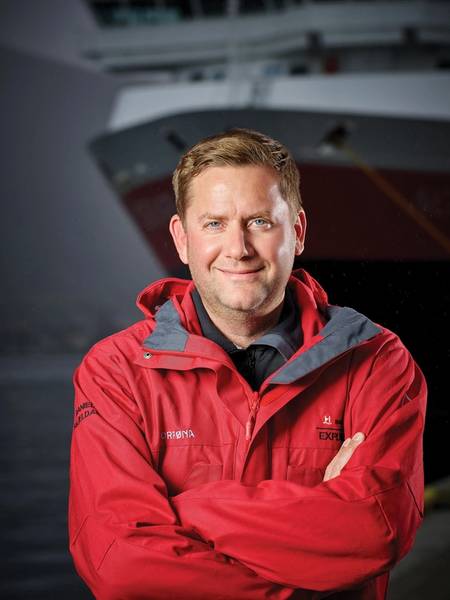 Hurtigrutenの最高経営責任者（CEO）ダンSkjeldam：遠征クルーズ部門の見通しについて「強気」。 Hurtigrutenの写真提供