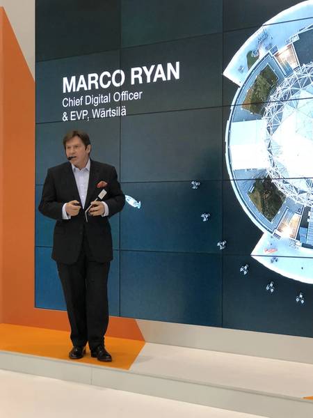 Marco Ryan, Chief Digital Officer von Wärtsilä, erläutert die digitale Transformation des Maschinenbauunternehmens sowie seine Investition in ein "Ozeanisches Erwachen" und seine Führungsrolle im SEA20-Projekt. (Foto: Greg Trauthwein)