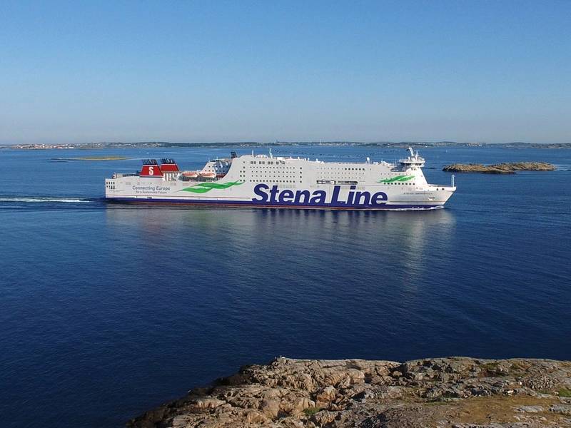 RoPax-Schiff Stena Germanica. Route: Göteborg - Kiel. Foto mit freundlicher Genehmigung von Stena Line. Fotograf: Ann-Charlotte Ytterberg / Drohne Pilot: Robert Nyström