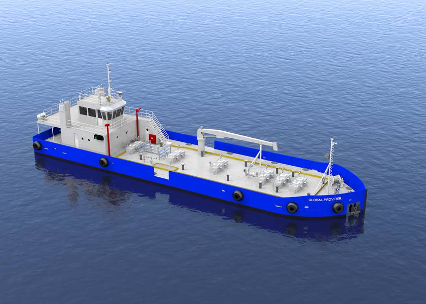 Uma renderização do novo navio de abastecimento Global Provider, projetado pelo Elliott Bay Design Group (Imagem: EBDG)