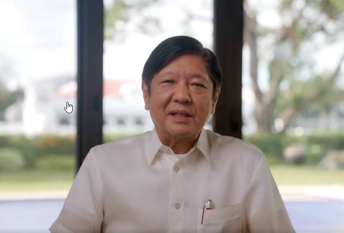El presidente filipino Ferdinand R. Marcos Jr. (fotograma del mensaje de vídeo de Facebook)