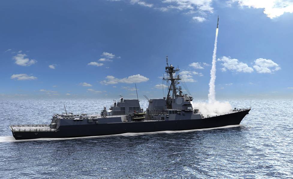 O radar de defesa antiaérea e de ar (AMDR) é um facilitador essencial para a melhoria de capacidade e desempenho do novo navio DDG 51 Flight III. Imagem: Raytheon