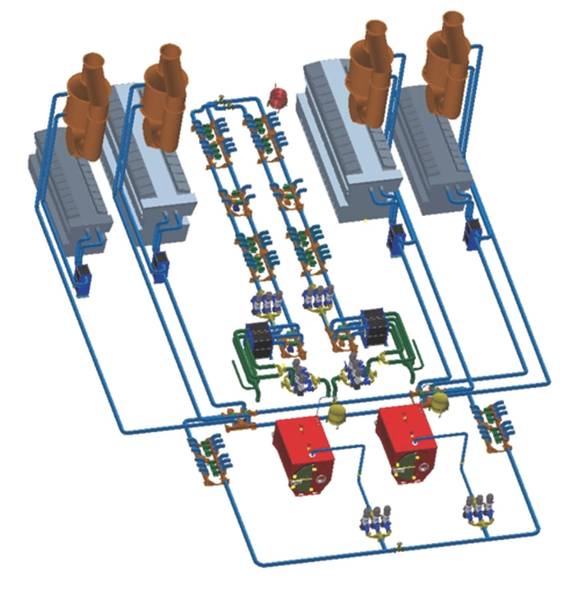 Un sistema completo equilibrará la recuperación y los consumidores en cualquier momento. Si la demanda de calor por cualquier motivo es mayor que la recuperada por los motores, un calentador de diesel en modo de espera se activará para garantizar la capacidad.