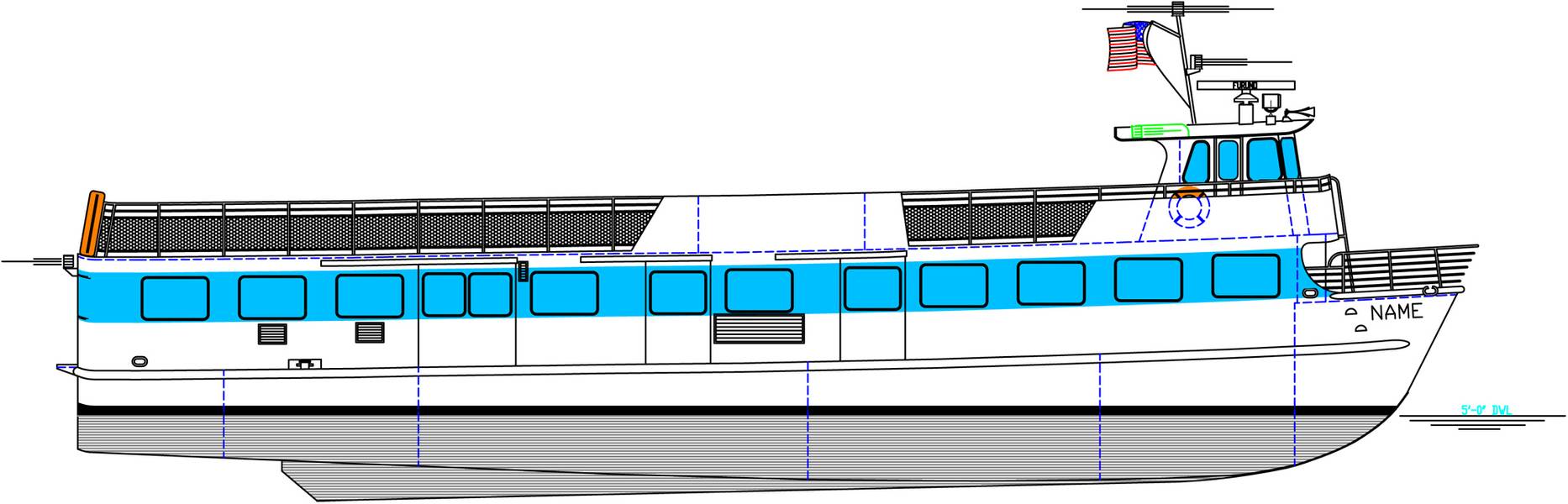 El transbordador Blount de 85 pies construirá para Fire Island Ferries. (Imagen: Blount Boats)
