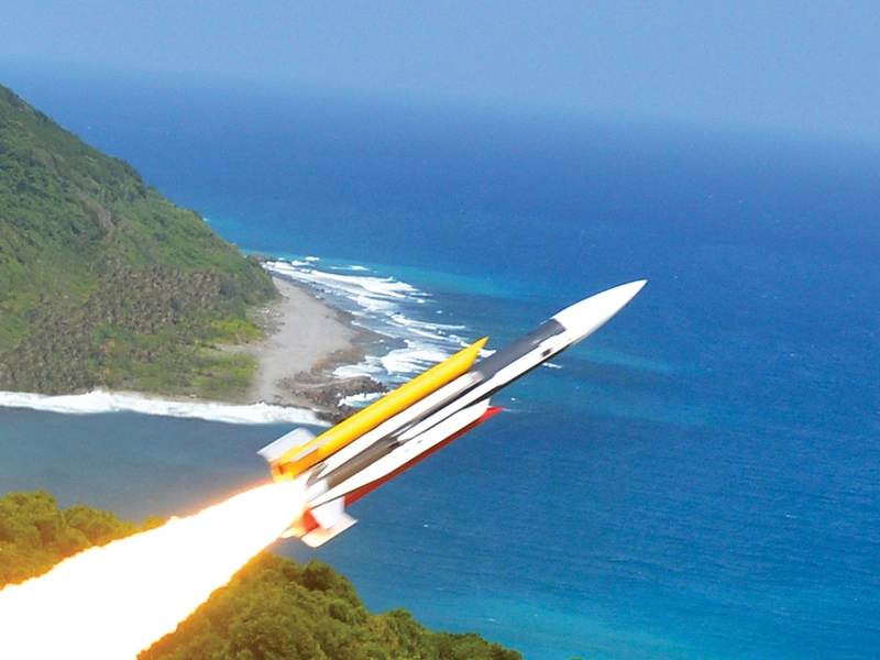 सुपरसोनिक Hsiung-Feng III मिसाइल, जिसे NCSIST द्वारा विकसित किया गया है। (NCSIST फोटो)