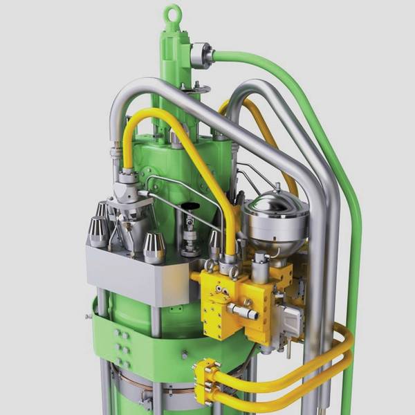 带LPG喷射阀和气块的ME-LGIP气缸盖设计。图片：©MAN ES