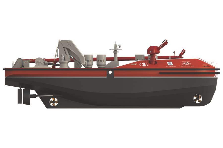 拧开的RALamander 2000灭火器将使海上消防员保持安全距离。 （Kongsberg Maritime供图）