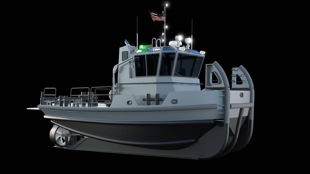 渲染显示在水线以上和以下的拖船（图片由美国海军提供）