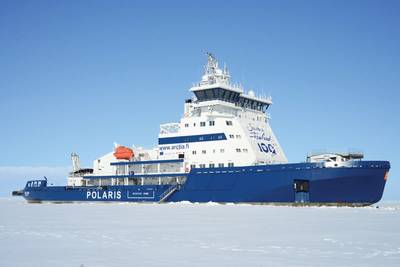 2016年，最新的芬兰破冰船Ib Polaris建造成本为1.23亿欧元。 Arctia有限公司获得了一种LNG燃料双作用PC4级破冰船，能够以3.5节的速度穿透1.8米厚的冰层。照片：Tuomas Romu和Arctia Ltd.