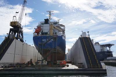 Detyens Shipyards是一个纯粹的船舶修理场，迎合政府（50％）和商业工作，后者在国内和国外业主之间平均分配。 （照片：Eric Haun）