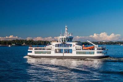 Die mit ABB Ability Marine Pilot Control nachgerüstete Passagierfähre Suomenlinna II wurde im November 2018 aus der Ferne durch das Testgelände in der Nähe des Hafens von Helsinki gesteuert. Foto: ABB