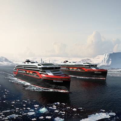 Hurtigruten的混合动力船。 （图片提供：Hurtigruten）