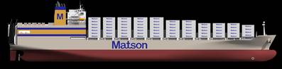 Matsonの最新の船であり、米国でこれまでに建造された最大のコンビネーションコンテナ/ロールオン、ロールオフ（「コンロー」）船。画像著作権：NASSCO