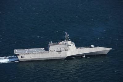 USS Tulsa (LCS 16) durante testes de aceitação no Golfo do México (Foto: Austal USA)