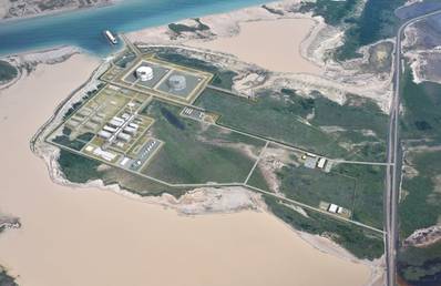 アーティストの印象は、テキサス州のLNGの計画された液化施設を描写している（画像：Texas LNG Brownsville LLC）