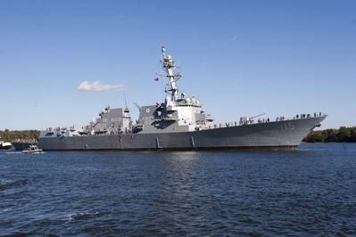 ファイル写真：アーリーバーク級駆逐艦USSラファエルペラルタ（DDG 115）、2017年に委託（米海軍写真提供：General Dynamics、Bath Iron Works）