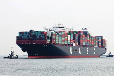 将15,000 TEU megoboxer MV SAJIR转化为甲烷进行操作（©Hapag-Lloyd）