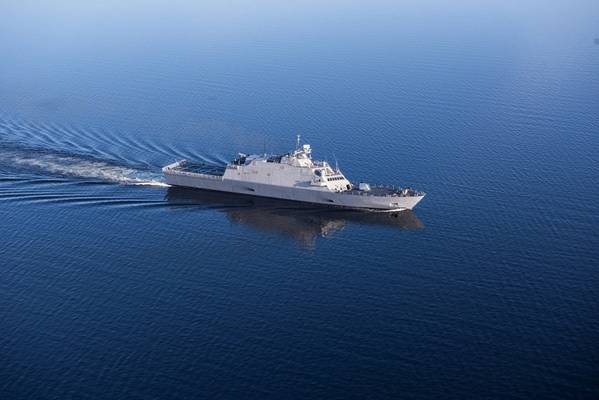 Die zukünftige USS Sioux City (LCS 11) läuft während der Abnahmen (Foto: Lockheed Martin)