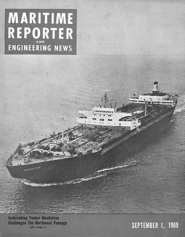 Eisbrecher Tanker Manhattan auf dem Cover des September 1969 Ausgabe von Maritime Reporter und Engineering News