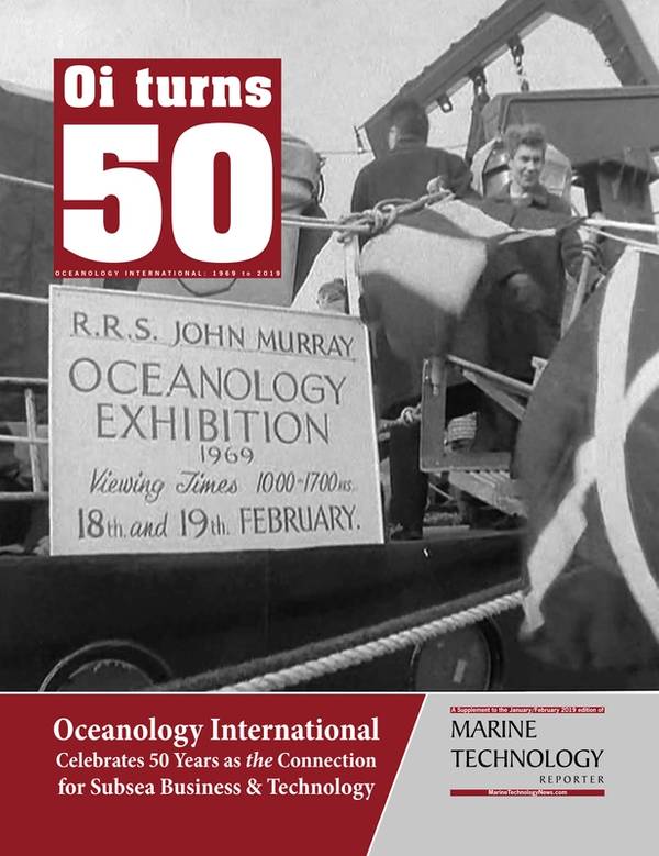 A Marine Technology Reporter publicou um suplemento para celebrar o 50º aniversário da Oceanology International. Foto: MTR