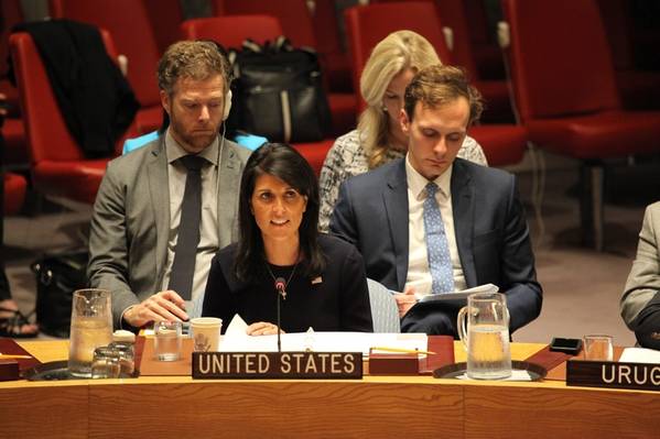 Ο Πρεσβευτής των ΗΠΑ στα Ηνωμένα Έθνη Nikki Haley (αρχείο αρχείου: Η αποστολή των ΗΠΑ στα Ηνωμένα Έθνη)