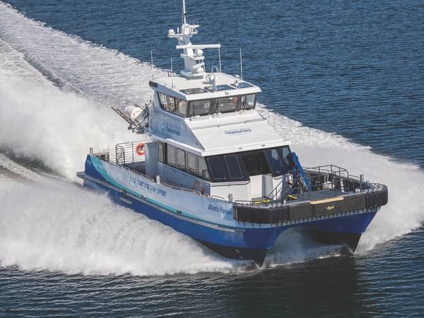 在Block Island项目的整个生命周期中，大西洋风能转运公司将使用符合琼斯法案和Blount制造的大西洋先锋公司提供船员和设备转运服务，以满足这些关键的后勤需求。 （照片：Blount Boats）