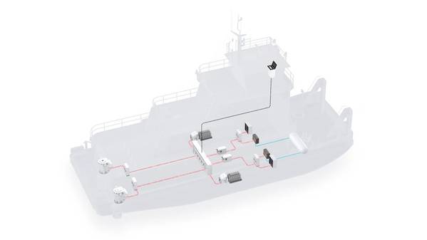 燃料電池システムを搭載したプッシュボートの概念図（画像：ABB）