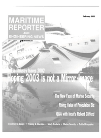 Maritime Reporter Magazine Cover Feb 2003 - 