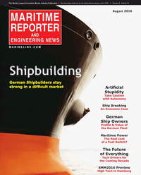 Maritime Reporter Magazine Cover Aug 2016 - The Shipyard Edition