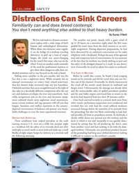 MN May-19#30 COLUMN SAFETY
Distractions Can Sink Careers 
Familiarity