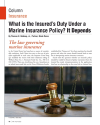 MN Apr-22#18 Column 
Insurance
What is the Insured’s Duty Under a