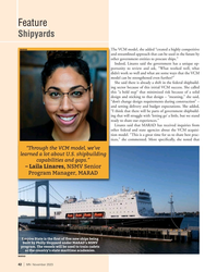 MN Nov-23#42 Feature
Shipyards 
MARAD
T The VCM model, she added “created
