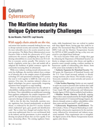 MN Apr-24#18 Column   
Cybersecurity 
The Maritime Industry Has 
Unique