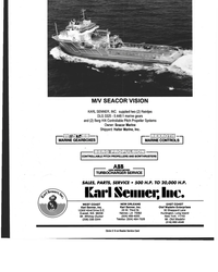 MR Feb-98#4th Cover M/V SEACOR VISION 
KARL SENNER, INC. supplied two (2)