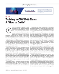 MR May-20#12 Training Tips for Ships
Tip #12
Training in COVID-19