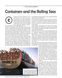 MR Aug-20#14  got involved in contain-
English Channel in a storm.  Much