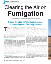 MR Oct-20#28  Air on 
Fumigation
By David Patterson, Loss Prevention Executive