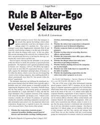 MR Aug-21#18 Legal Beat
Rule B Alter-Ego 
Vessel Seizures
By Keith B.