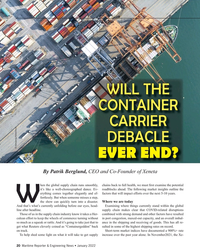 MR Jan-22#20 Supply Chain 
WILL THE 
CONTAINER 
CARRIER 
DEBACLE 
©