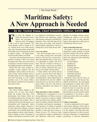 MR May-22#56 The Final Word
Maritime Safety: 
A New Approach is Needed
By