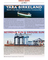 MR Dec-22#38 GREAT SHIPS
of 2022
YARA BIRKELAND
World’s First Electric