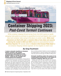 MR Sep-23#44 Shipping & Ports Annual
2023 CONTAINER SHIPPING OUTLOOK
Cont