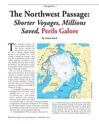 MR Sep-24#10 Navigation
T  e Northwest Passage: 
Shorter Voyages
