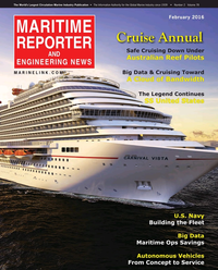 Maritime Reporter Magazine Cover Feb 2016 - Cruise Ship Technology Edition